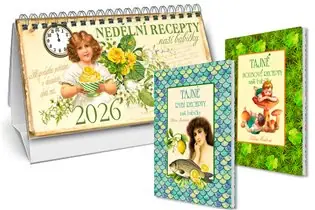 Originální Stolní kalendář nedělní menu 2026 + Tajné rybí recepty + Tajné houbové recepty